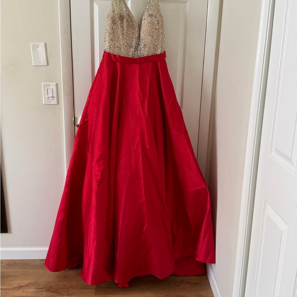 Jovani Red and Silver Prom Dress